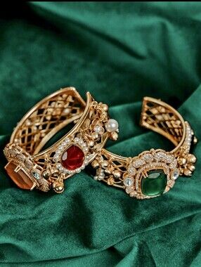 Royal Kundan Open Cuff Bangles.Price $90 EACH.